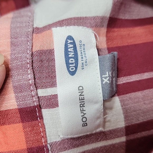 Old Navy Size XL Maroon Plaid Boyfriend Slit Back Shirt, Exc. Used Condition - Picture 12 of 14